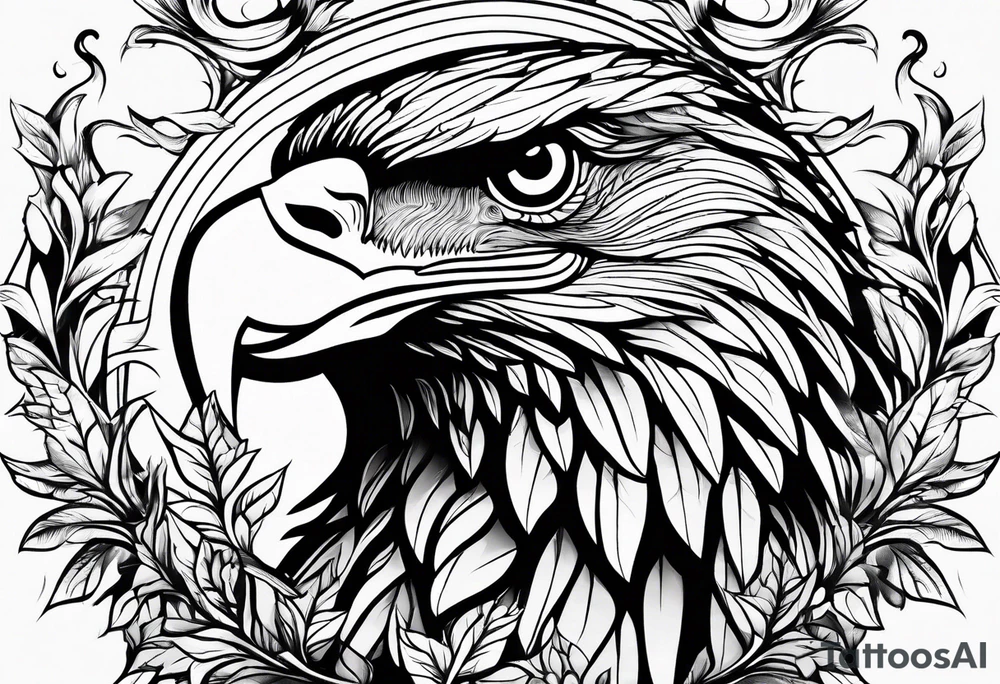 Leafy vines with eagle tattoo idea