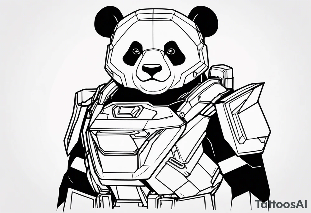 Panda dressed as a gundam tattoo idea
