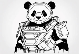 Panda dressed as a gundam tattoo idea
