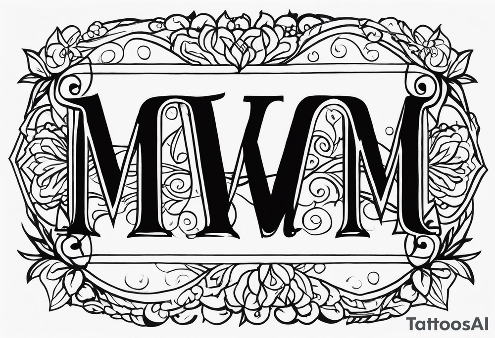 Draw the initials M.H. & M.E.  accompanied by the writing simul in aeternum tattoo idea