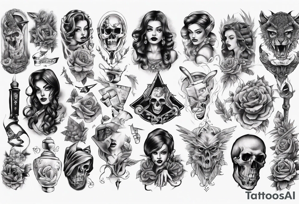 full arm sleeve tattoo
betrayal theme tattoo idea