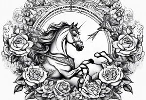 sagittarius, love and happiness and with roses with men tattoo idea