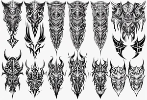 Demonic leg armor symmetrical tattoo idea