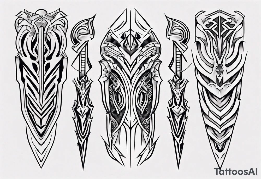 Leg armor symmetrical tattoo idea