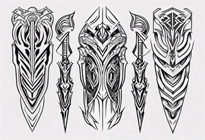 Leg armor symmetrical tattoo idea