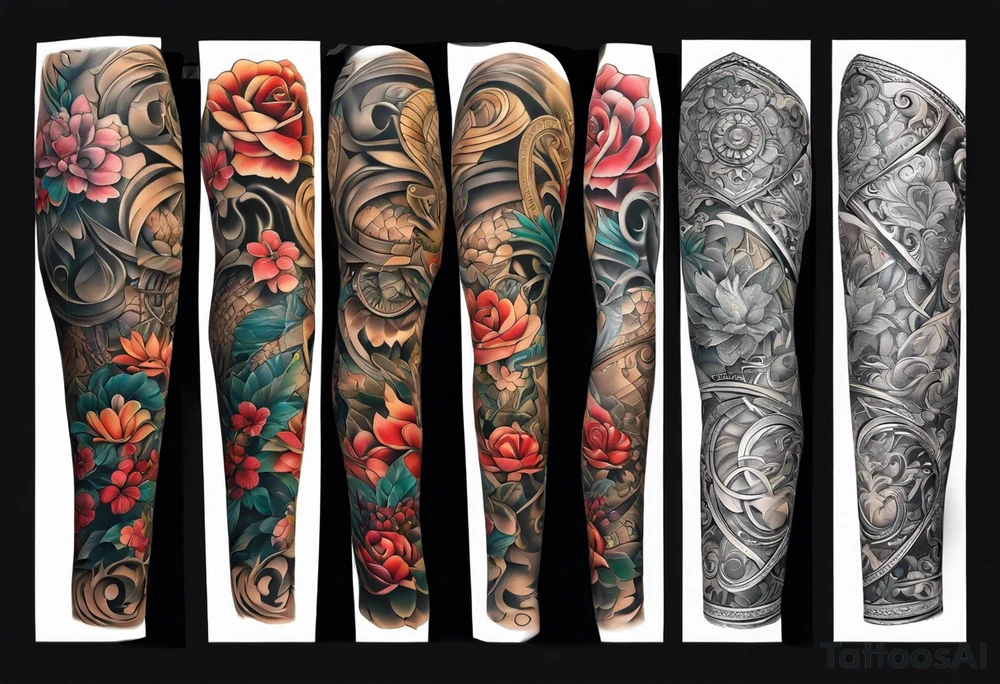 Full leg tattoo sleeve square tattoo idea