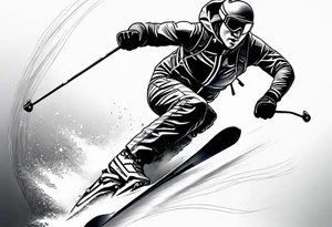 Skier in motion, fine line, more abstract tattoo idea
