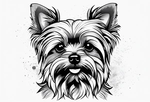 Outline of yorkie with paw prints tattoo idea