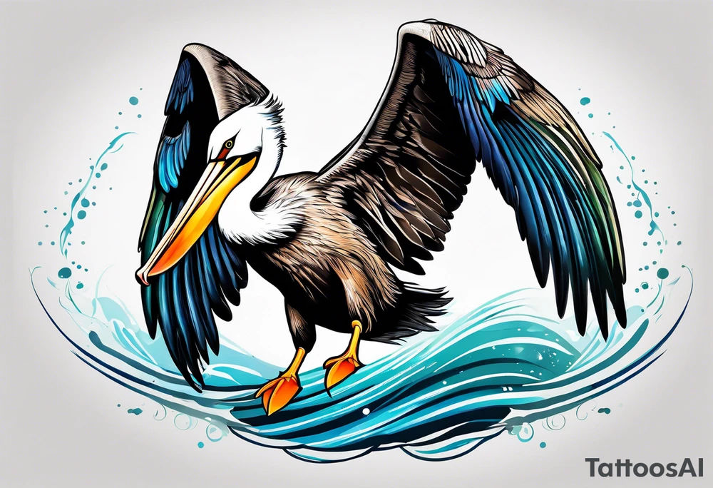 pelican in motion tattoo idea