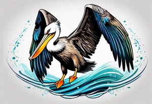 pelican in motion tattoo idea