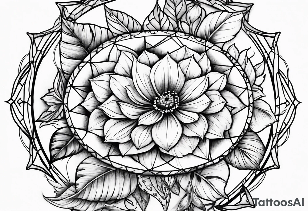 Dream catcher with flowers tattoo idea
