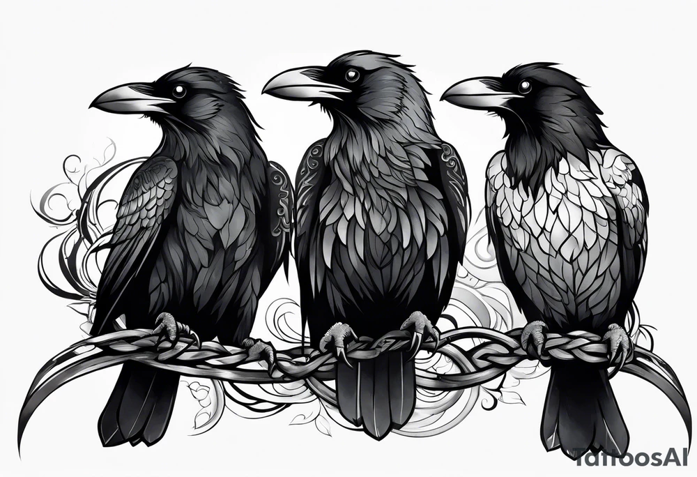 3 ravens made of Celtics knots tattoo idea
