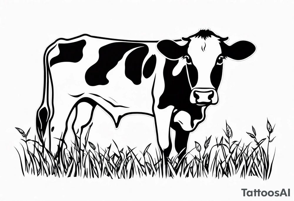 COW EATING GRASS tattoo idea