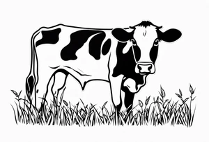 COW EATING GRASS tattoo idea