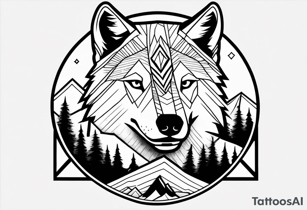 Mountains, wolf in it tattoo idea