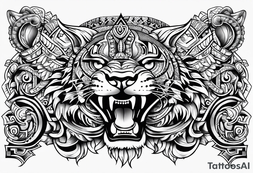 aztec jaguar sleeve tattoo idea