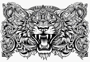 aztec jaguar sleeve tattoo idea