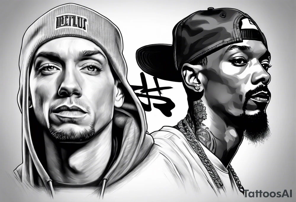 Eminem and snoop dog full leg sleeve tattoo idea