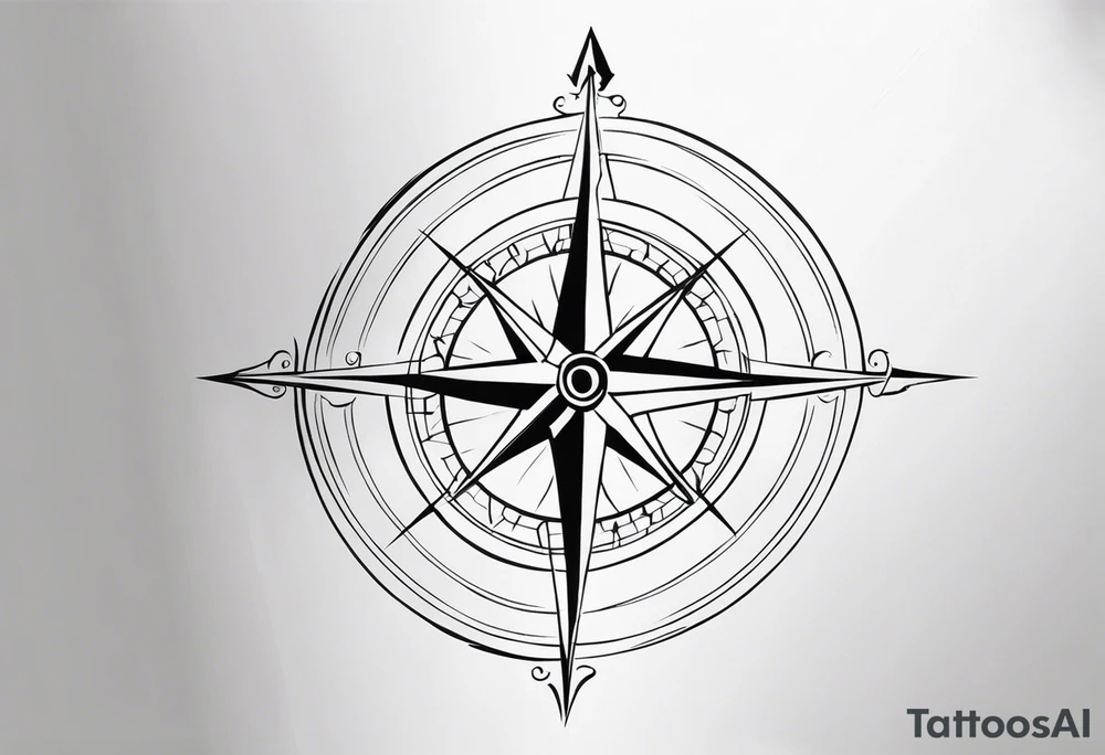 Tattoo along spine Compass
Long north and south signs tattoo idea