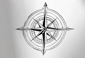 Tattoo along spine Compass 
Long north and south signs tattoo idea