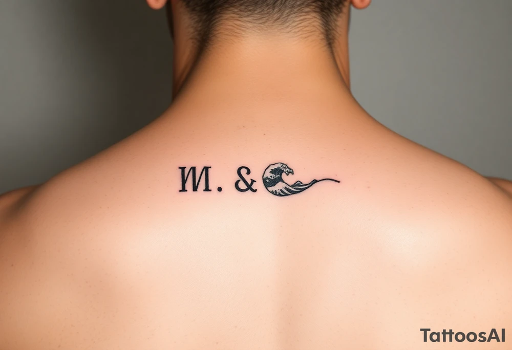 A minimalist tattoo with the letters M,S and the wave emoticon tattoo idea