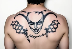 powerful Harley Quinn inspired piece using the quote or based of the idea of the quote “everyone has a stranger inside them” representing madness and genius, light and dark, good and evil tattoo idea