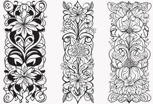 vertical and tall flower vine with shapes tattoo idea