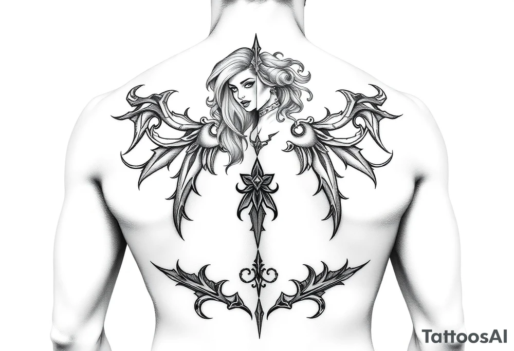 Sexy woman, Gothic but feminine  for thigh tattoo idea