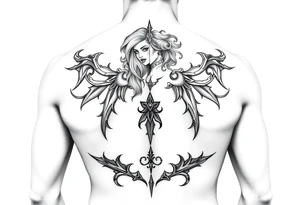 Sexy woman, Gothic but feminine  for thigh tattoo idea