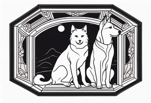 dog and cat sitting on floor and looking out octagonal window together

american traditional style tattoo idea