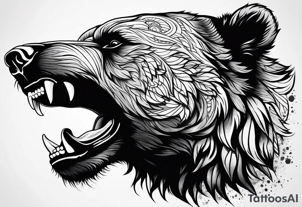 angry bear tattoo idea