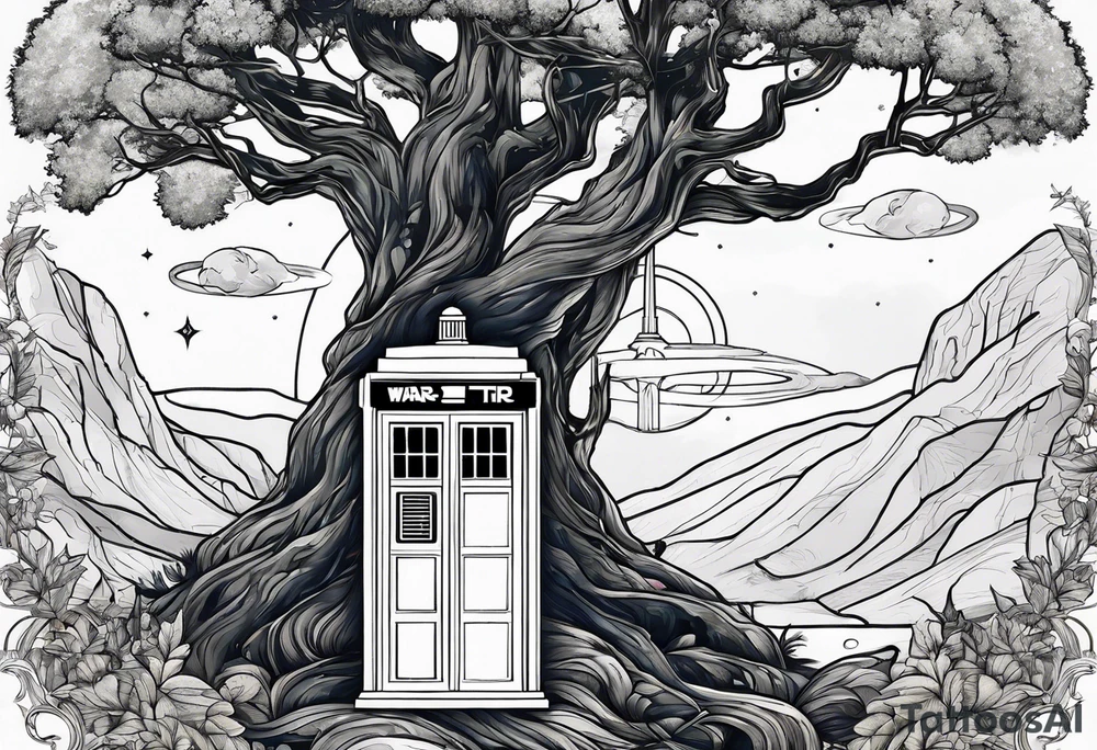 Tree with Star wars and a tardis tattoo idea