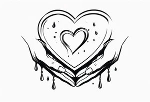Hands holding a heart with tears tattoo idea