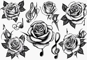 music stave hearth roses tattoo idea