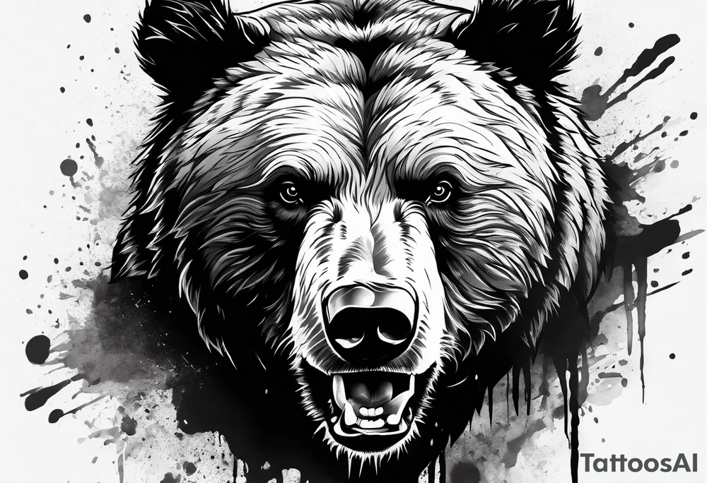 angry bear tattoo idea