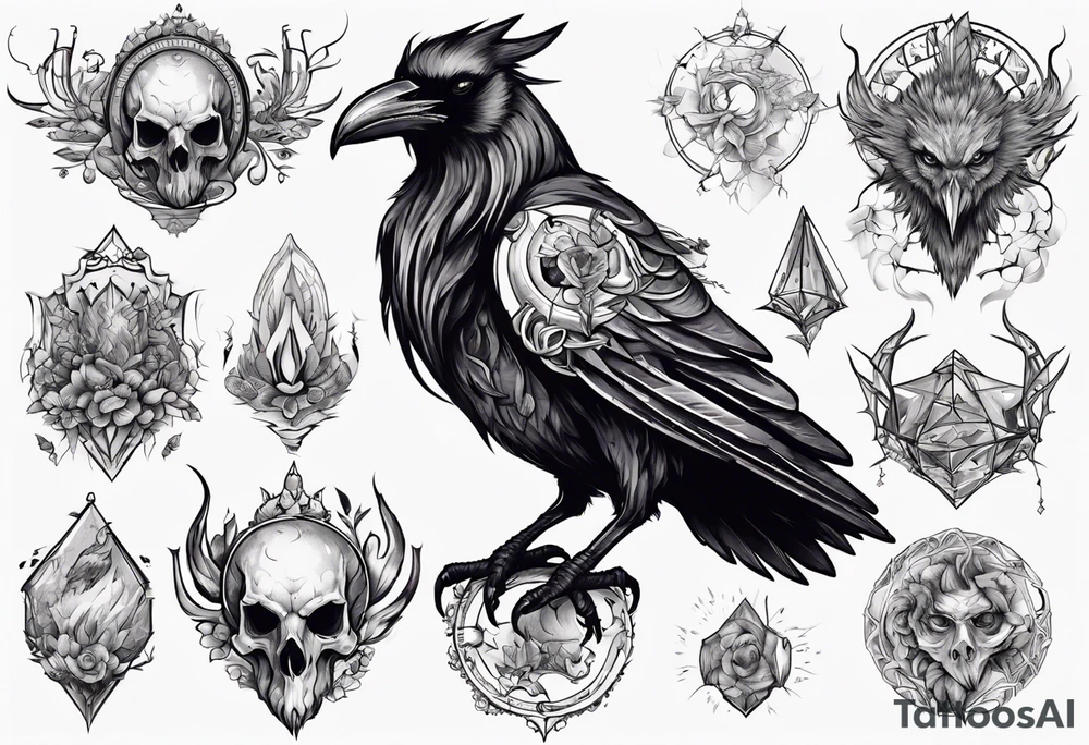 The Demon Raven Stolas, a Prince of Hell who is obsessed with gems, knowledge of astrology and poisonous plants. tattoo idea
