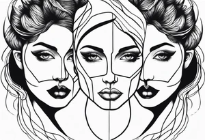 Woman with two faces tattoo idea