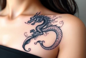 The dragon is faintly visible. smoke tattoo idea