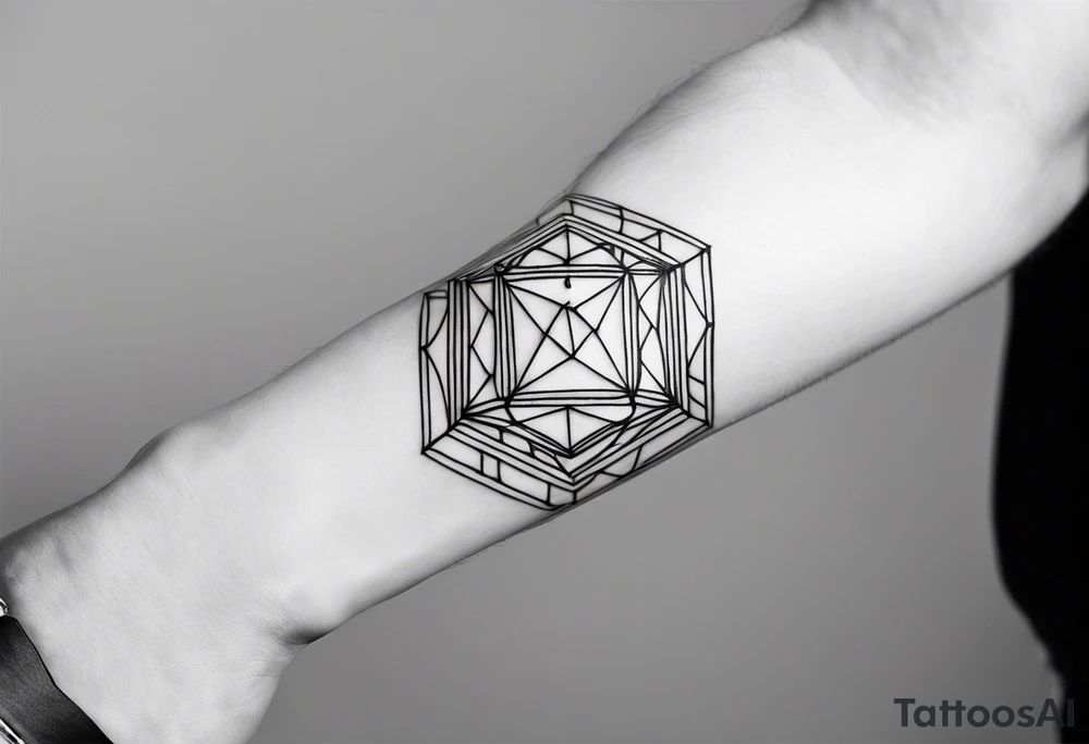 Forearm sleeve with empty diamond in the middle for men. tattoo idea