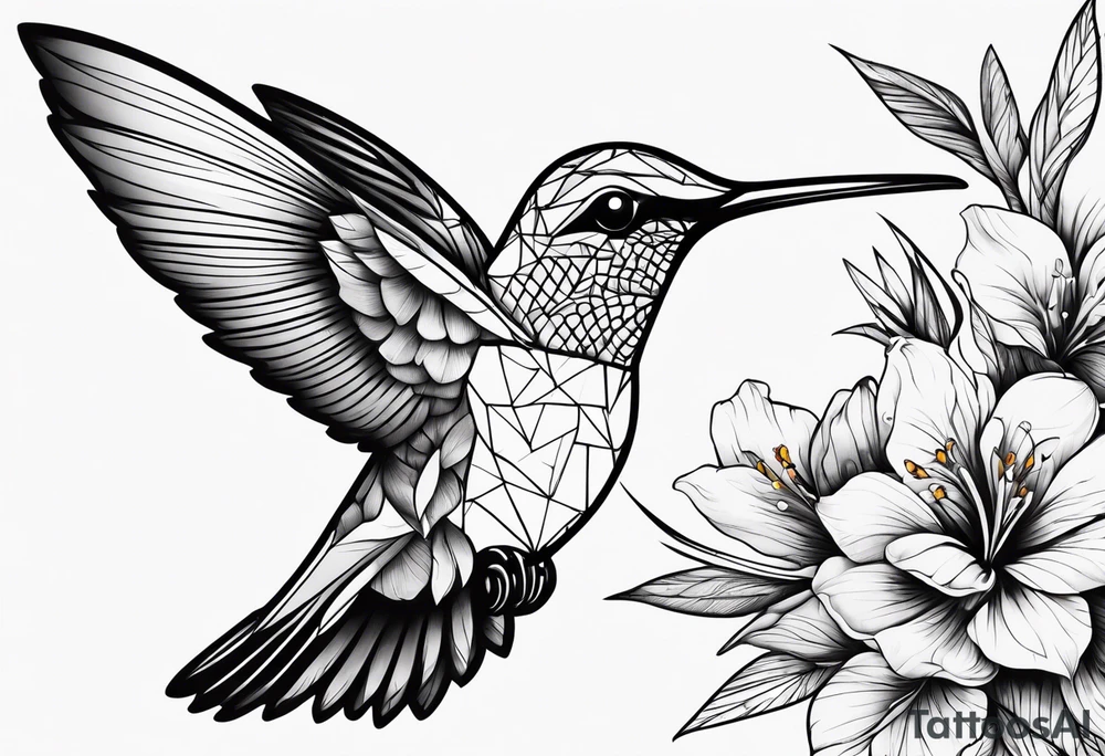 half hummingbird half flower tattoo idea