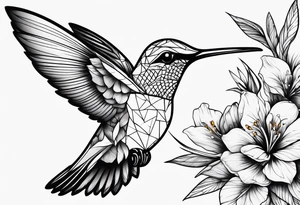 half hummingbird half flower tattoo idea