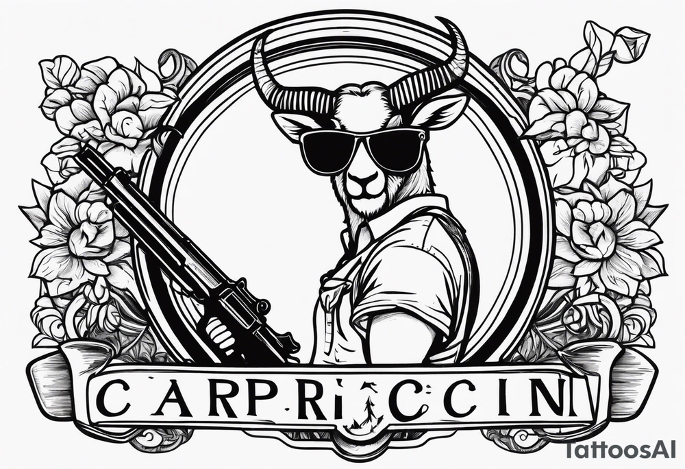 capricorn with sunglasses and shotgun tattoo idea