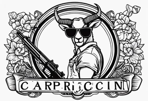capricorn with sunglasses and shotgun tattoo idea