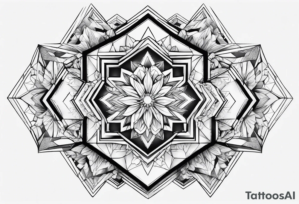 Hexagon linked ice crystal cloud tattoo idea