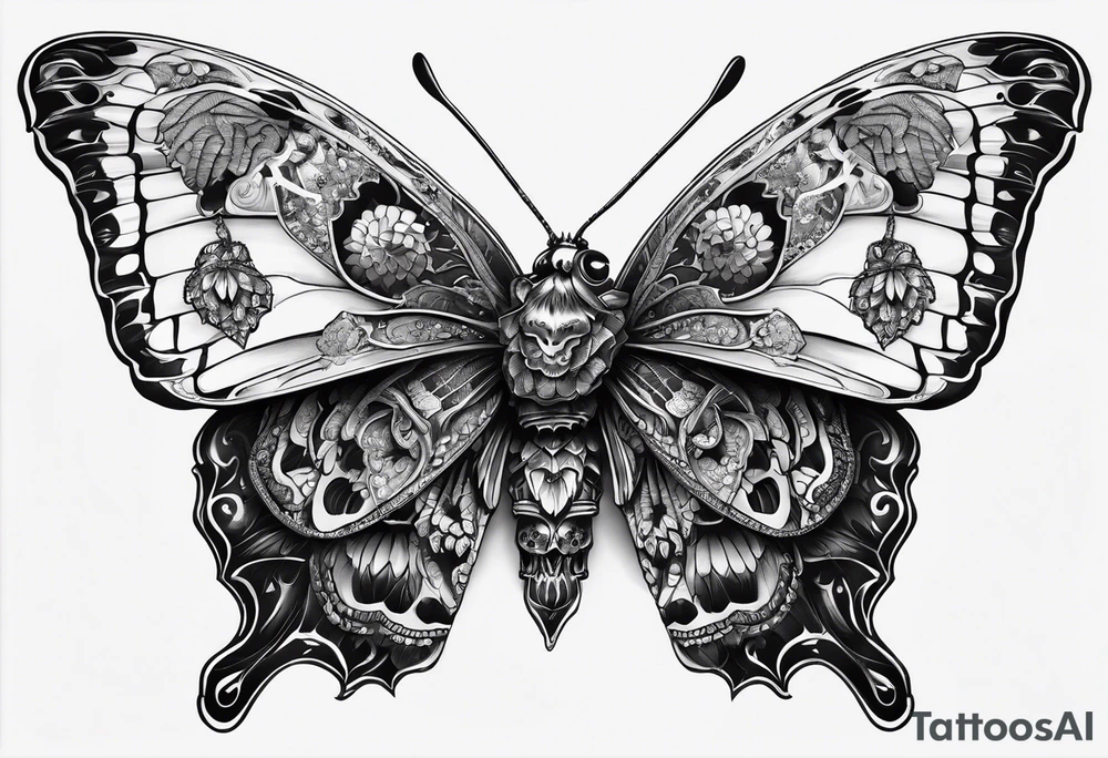 Butterfly to encorperate a skull and a rams head like a death moth tattoo idea Butterfly to encorperate a skull and a rams head like a death moth tattoo idea