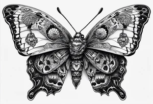 Butterfly to encorperate a skull and a rams head like a death moth tattoo idea