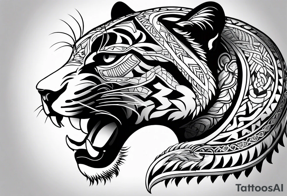 aztec black jaguar with snake tattoo idea