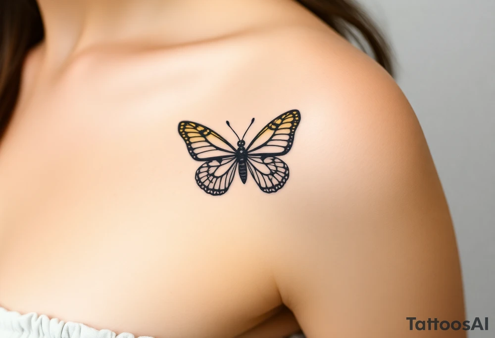 yellow butterfly tattoo idea