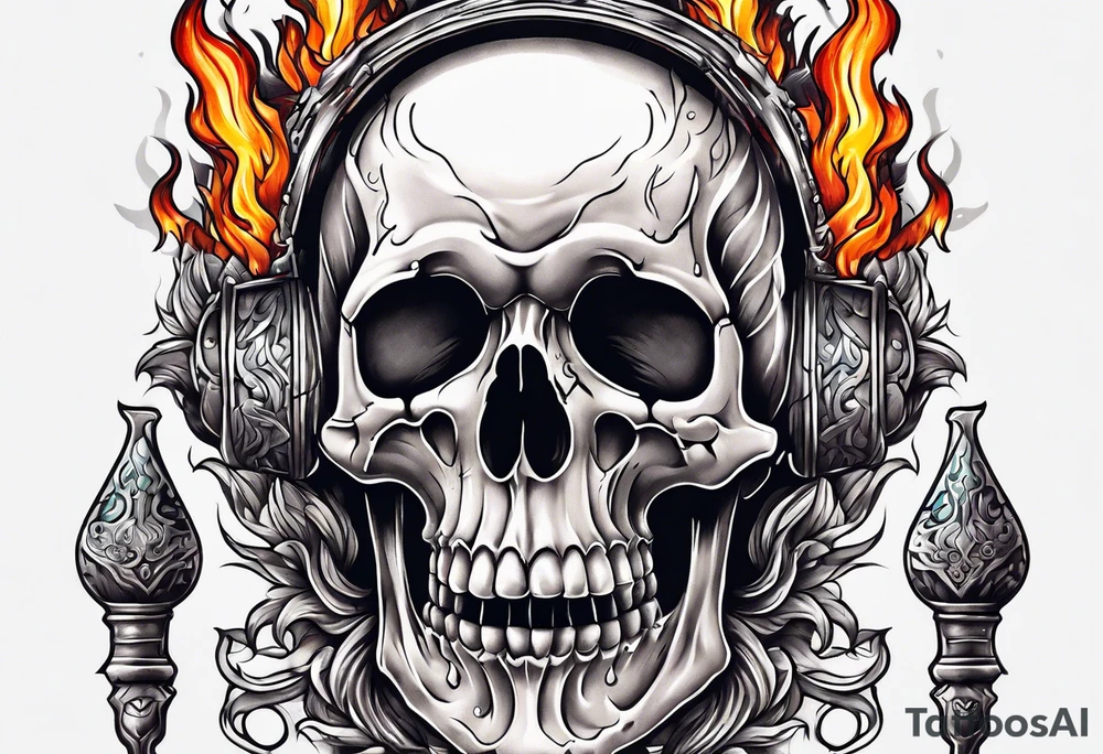 a skeleton on fire tattoo idea