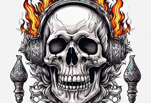 a skeleton on fire tattoo idea